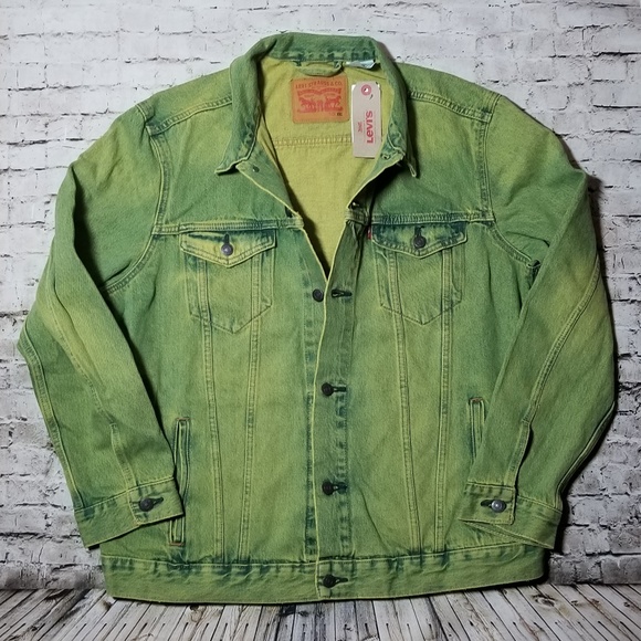 levi's the trucker neon green denim jacket